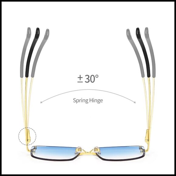 Retro Rimless Rectangle Glasses Metal Wire Frame Unisex Minimalist Fashion